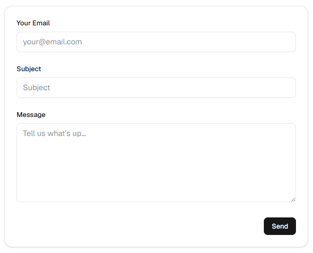 Contact form snapshot for engineering inquiries